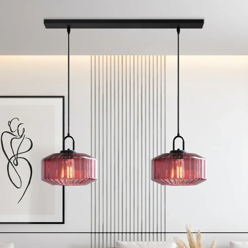 Hanglamp Geblazen Glas Gestreept Vintage Minimalistisch LED Eetkamer Woonkamer Slaapkamer | Sansoti