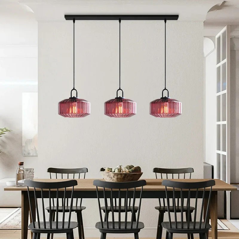Hanglamp Geblazen Glas Gestreept Vintage Minimalistisch LED Eetkamer Woonkamer Slaapkamer | Sansoti