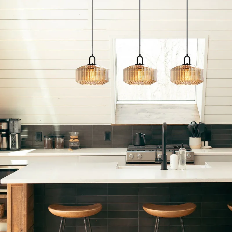Hanglamp Geblazen Glas Gestreept Vintage Minimalistisch LED Eetkamer Woonkamer Slaapkamer | Sansoti