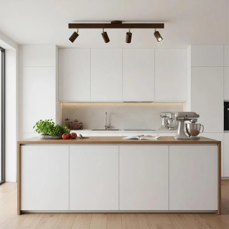 Houten Railverlichting LED Plafondlamp Wandlamp Natuurlijk Modern Woonkamer Eetkamer | Sansoti