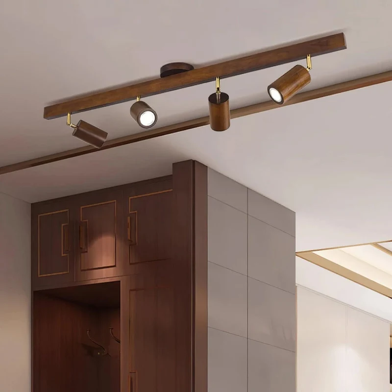 Houten Railverlichting LED Plafondlamp Wandlamp Natuurlijk Modern Woonkamer Eetkamer | Sansoti