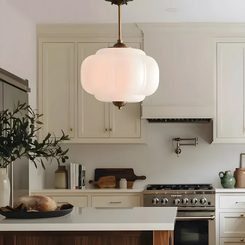 Hanglamp Pompoen Glas Vintage Messing Retro E14 Woonkamer Slaapkamer Hal | Sansoti