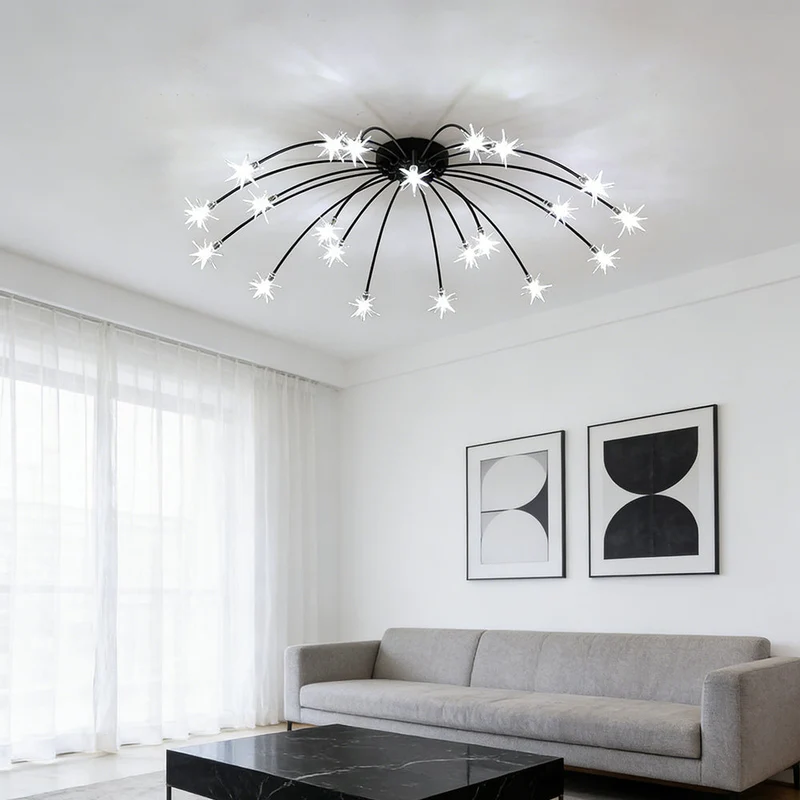 Plafondlamp Metaal Glas Semi Flush Mount LED Modern Woonkamer Eetkamer Slaapkamer | Sansoti