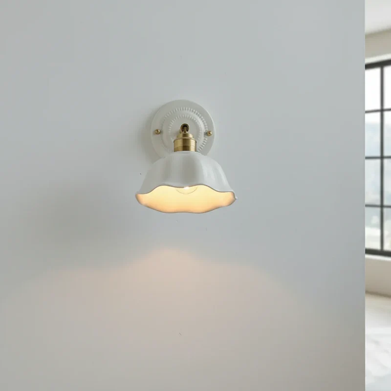 Wandlamp Keramiek Wit Koper Draaibaar E27 Slaapkamer Woonkamer Hal Retro Vintage Landelijk Modern | Sansoti