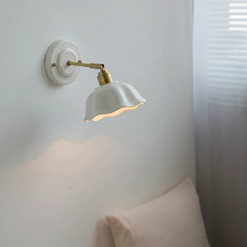 Wandlamp Keramiek Wit Koper Draaibaar E27 Slaapkamer Woonkamer Hal Retro Vintage Landelijk Modern | Sansoti
