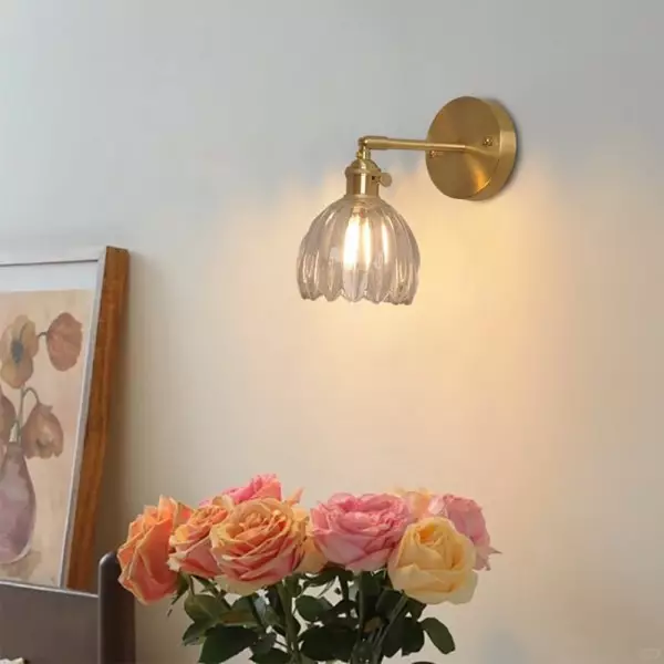 Wandlamp Tulp Retro Glas Bloem Design Metaal Vintage Sfeerverlichting | Sansoti