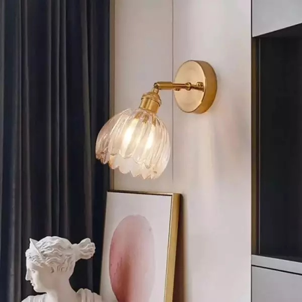 Wandlamp Tulp Retro Glas Bloem Design Metaal Vintage Sfeerverlichting | Sansoti