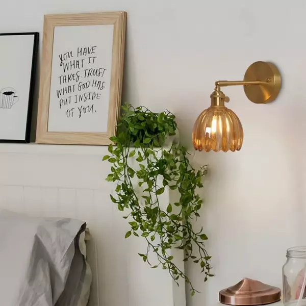 Wandlamp Tulp Retro Glas Bloem Design Metaal Vintage Sfeerverlichting | Sansoti