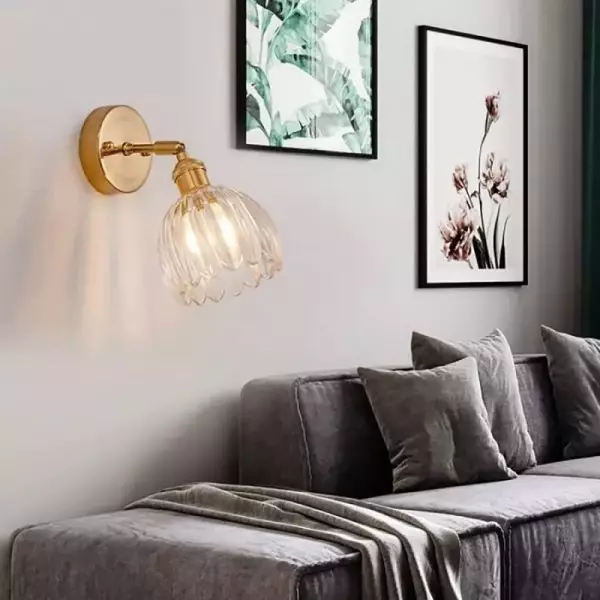 Wandlamp Tulp Retro Glas Bloem Design Metaal Vintage Sfeerverlichting | Sansoti