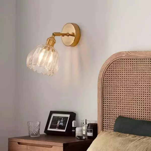 Wandlamp Tulp Retro Glas Bloem Design Metaal Vintage Sfeerverlichting | Sansoti