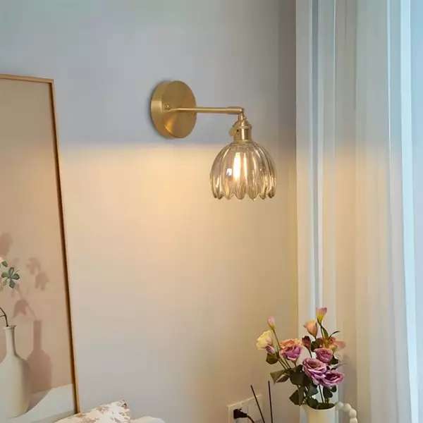 Wandlamp Tulp Retro Glas Bloem Design Metaal Vintage Sfeerverlichting | Sansoti
