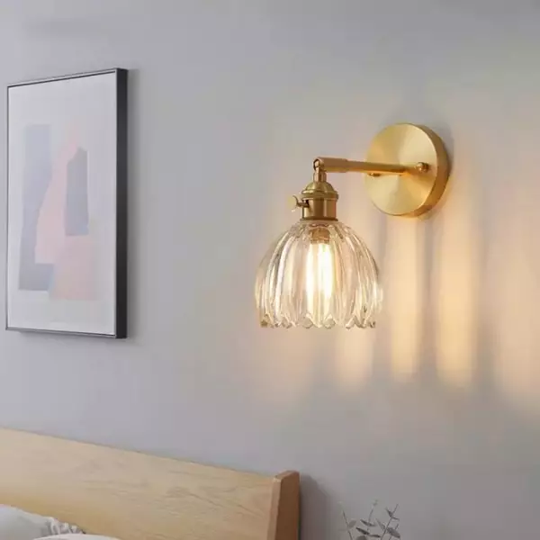 Wandlamp Tulp Retro Glas Bloem Design Metaal Vintage Sfeerverlichting | Sansoti