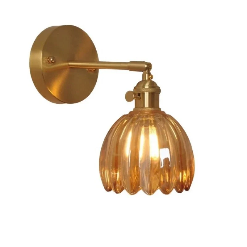 Wandlamp Tulp Retro Glas Bloem Design Metaal Vintage Sfeerverlichting | Sansoti