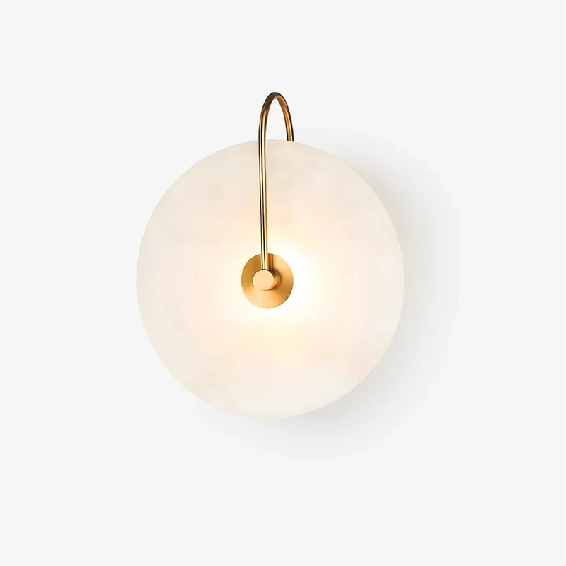Wandlamp Marmer LED Rond Alabaster Goud Minimalistisch Luxe Woonkamer Slaapkamer | Sansoti