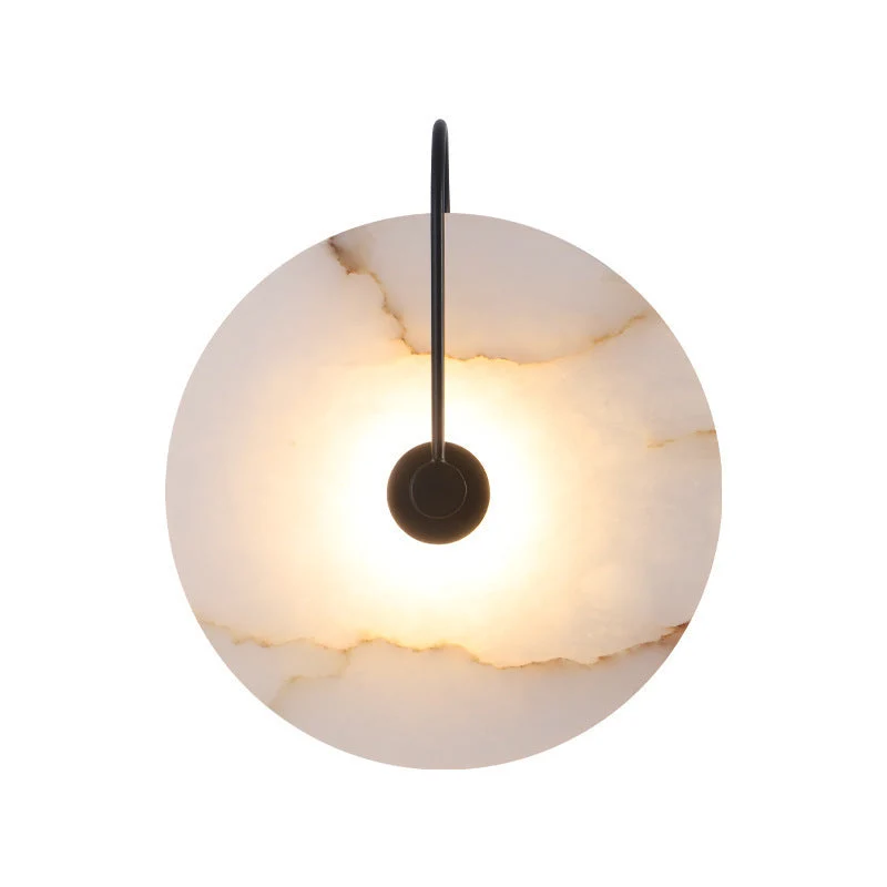 Wandlamp Marmer LED Rond Alabaster Goud Minimalistisch Luxe Woonkamer Slaapkamer | Sansoti