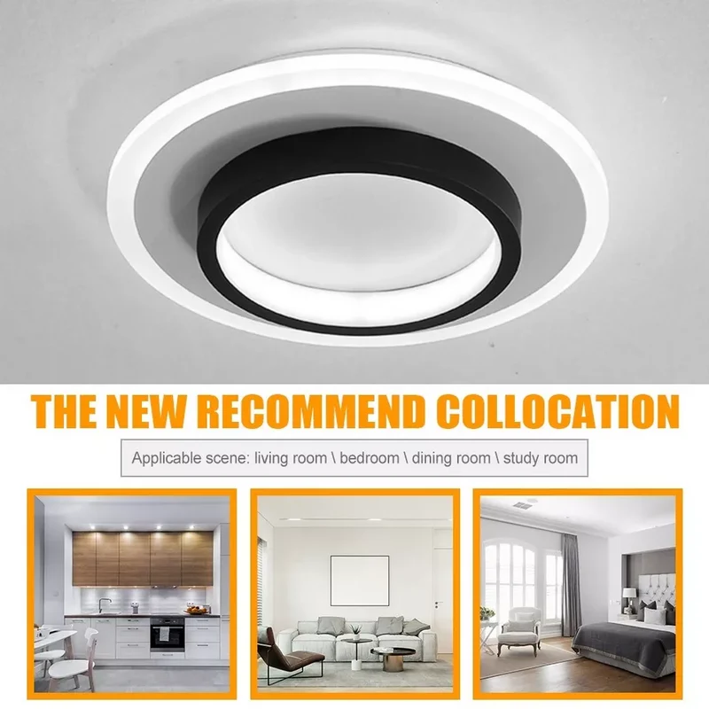 LED plafondlamp rond 10W 20W zwart wit slaapkamer hal woonkamer moderne plafondverlichting lage plafondlamp | Sansoti