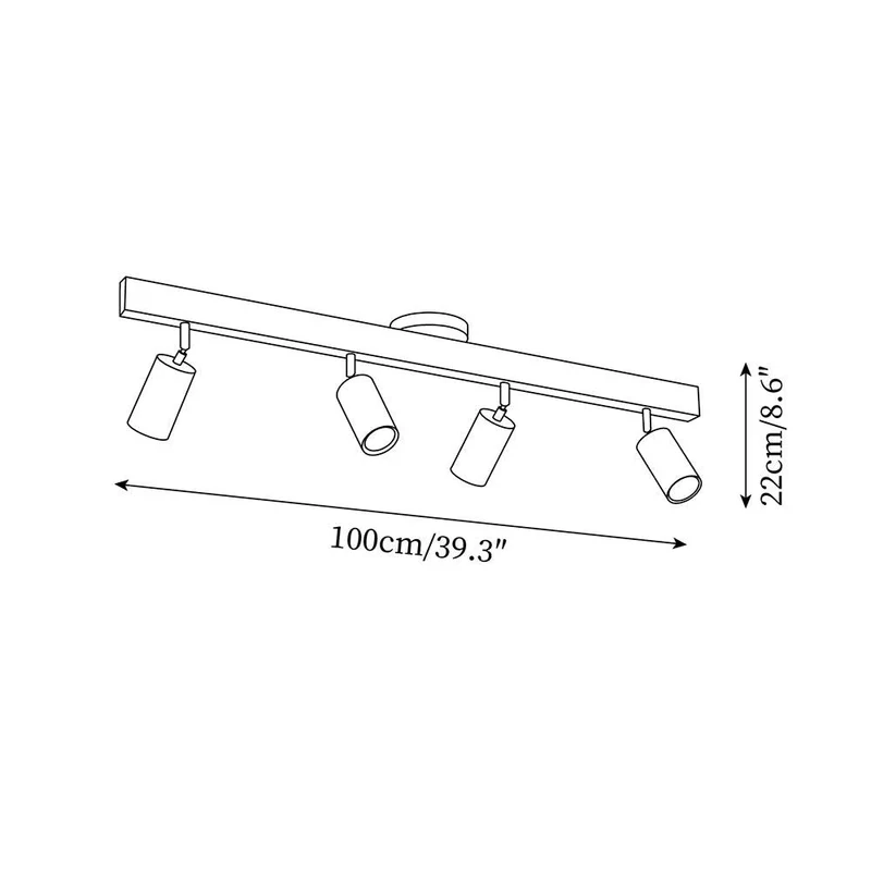 Houten Track Plafondlamp LED Houtlook Goud Verstelbare Spots Woonkamer Keuken Hal Scandinavisch Modern | Sansoti