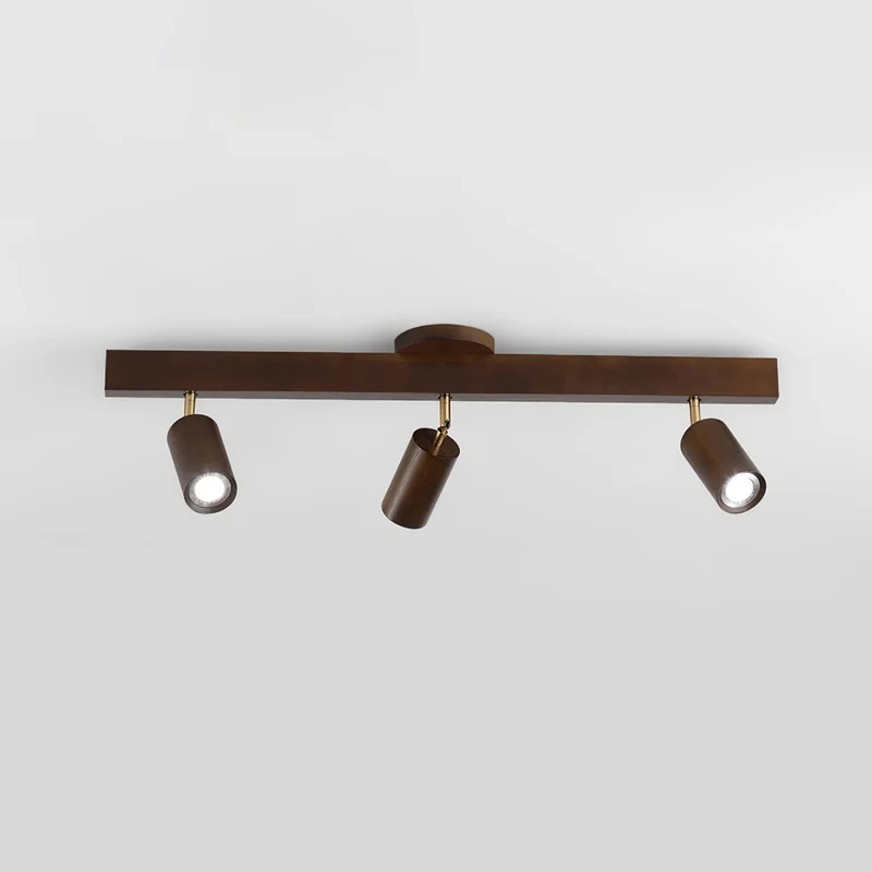 Houten Track Plafondlamp LED Houtlook Goud Verstelbare Spots Woonkamer Keuken Hal Scandinavisch Modern | Sansoti