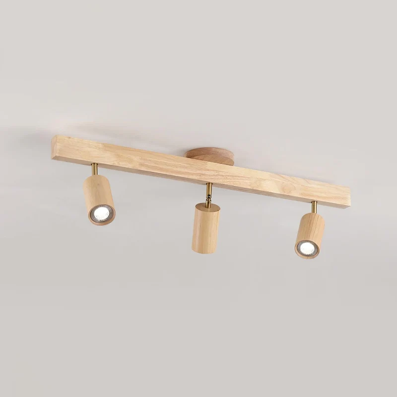 Houten Track Plafondlamp LED Houtlook Goud Verstelbare Spots Woonkamer Keuken Hal Scandinavisch Modern | Sansoti