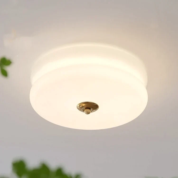 LED plafondlamp glas metaal crème 13 cm slaapkamer woonkamer art deco plafondverlichting rond warm licht neutraal licht wit licht | Sansoti