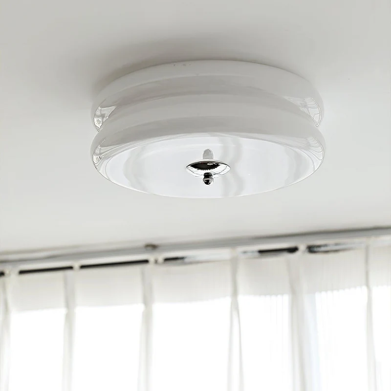 LED plafondlamp glas metaal crème 13 cm slaapkamer woonkamer art deco plafondverlichting rond warm licht neutraal licht wit licht | Sansoti
