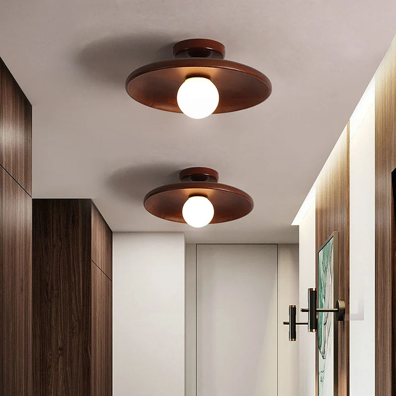 LED Plafondlamp Hout 15cm G4 Warm Licht Woonkamer Slaapkamer Gang Houten Plafondlamp Compact Rond Design | Sansoti