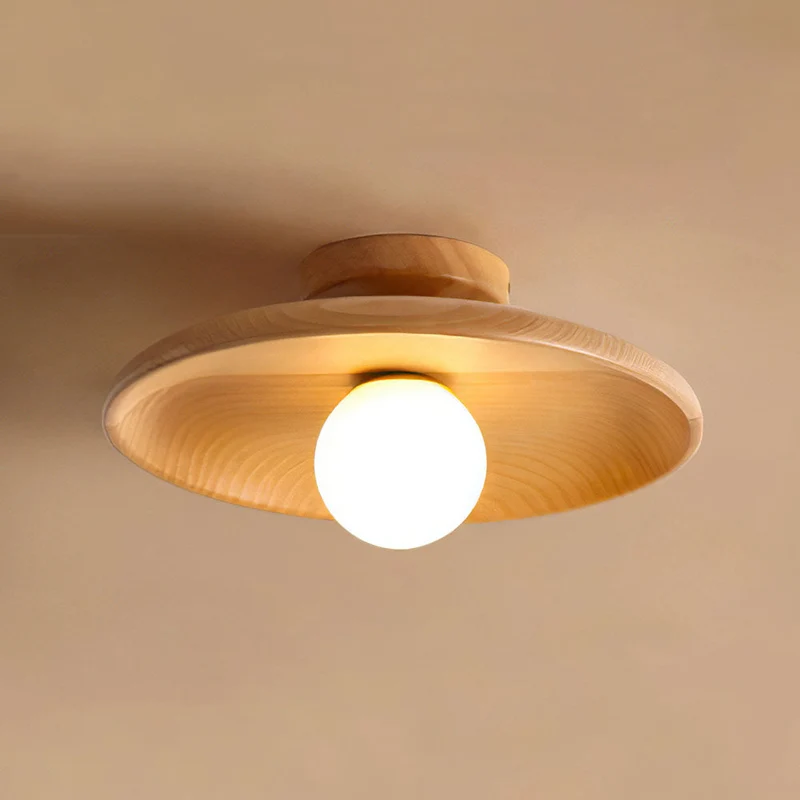 LED Plafondlamp Hout 15cm G4 Warm Licht Woonkamer Slaapkamer Gang Houten Plafondlamp Compact Rond Design | Sansoti