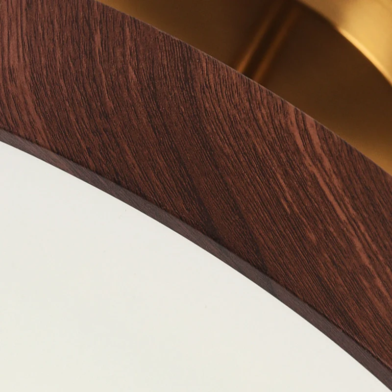 LED Plafondlamp Houtlook Goud Rond Half-Opbouw Woonkamer Slaapkamer Eetkamer Design Plafondverlichting | Sansoti
