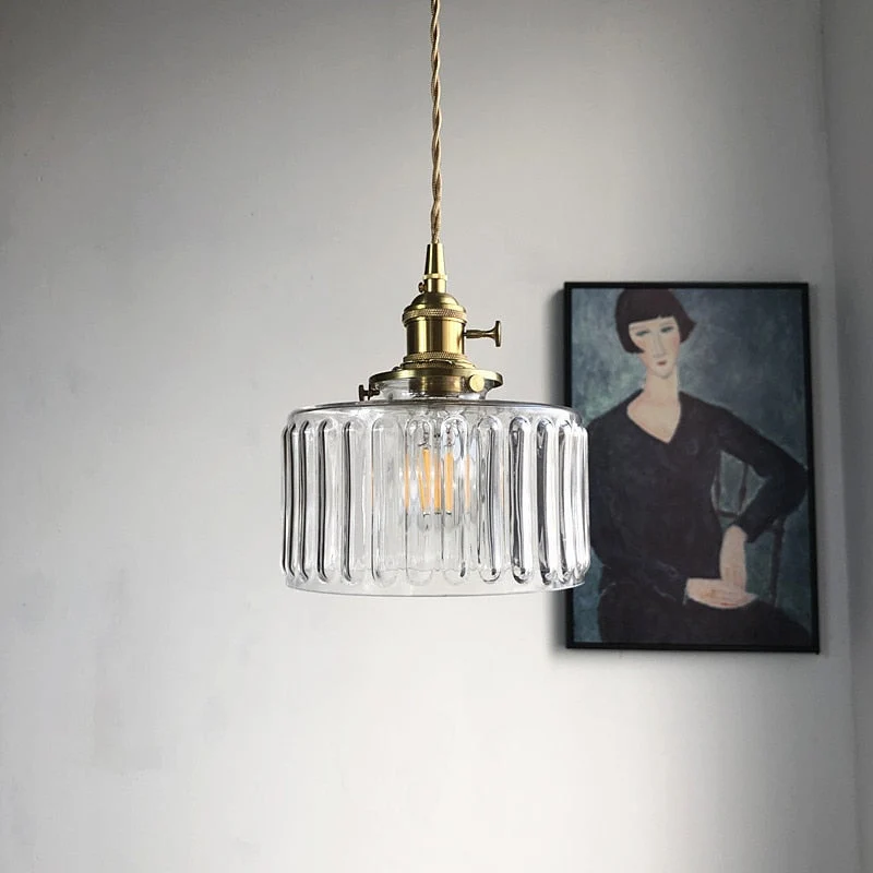 Hanglamp Geribbeld Glas Messing Japans Retro E27 Eetkamer Keuken Wit Groen | Sansoti