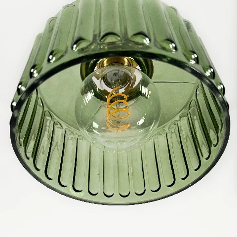 Hanglamp Geribbeld Glas Messing Japans Retro E27 Eetkamer Keuken Wit Groen | Sansoti