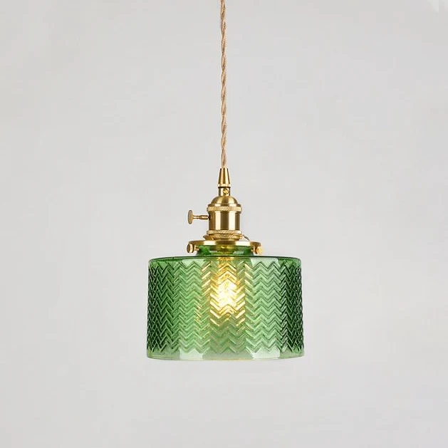 Hanglamp Geribbeld Glas Messing Japans Retro E27 Eetkamer Keuken Wit Groen | Sansoti