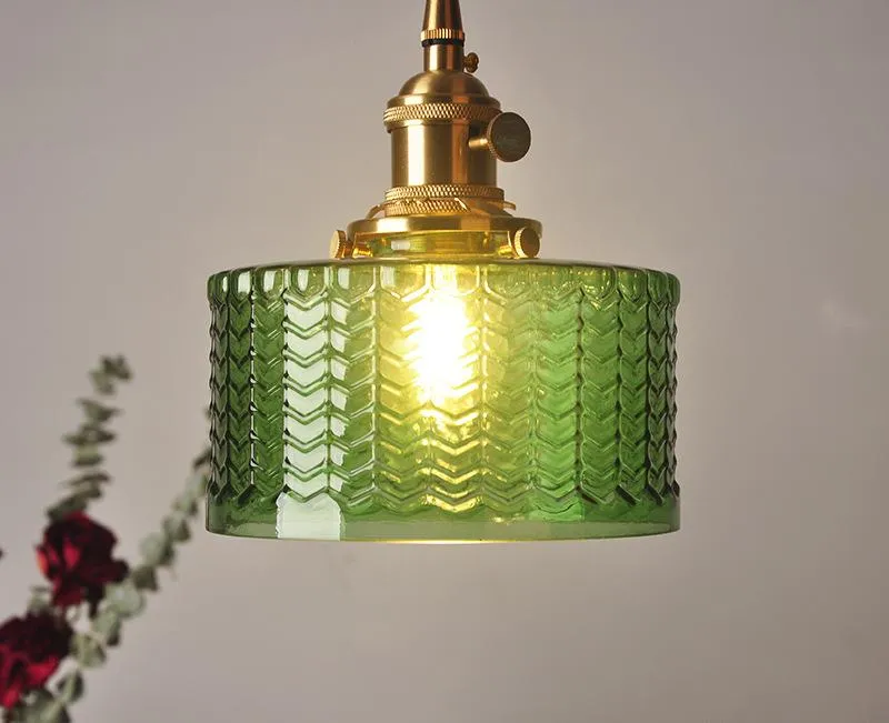 Hanglamp Geribbeld Glas Messing Japans Retro E27 Eetkamer Keuken Wit Groen | Sansoti