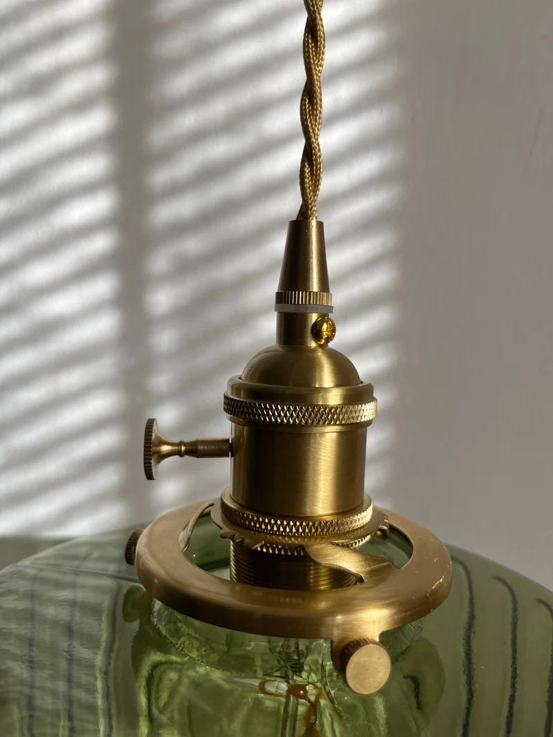 Hanglamp Geribbeld Glas Messing Japans Retro E27 Eetkamer Keuken Wit Groen | Sansoti