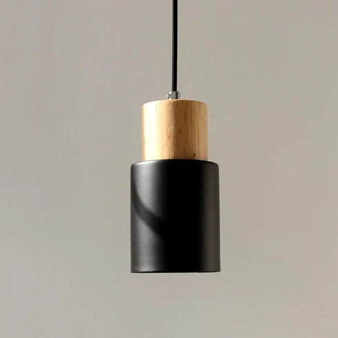 Hanglamp Cilinder IJzer Hout Geborsteld Nikkel E27 Scandinavisch Woonkamer Eetkamer | Sansoti