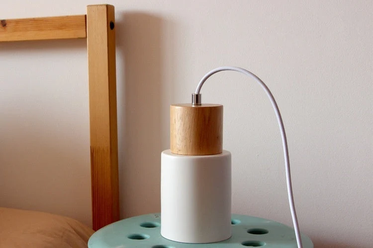Hanglamp Cilinder IJzer Hout Geborsteld Nikkel E27 Scandinavisch Woonkamer Eetkamer | Sansoti
