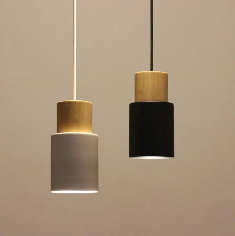 Hanglamp Cilinder IJzer Hout Geborsteld Nikkel E27 Scandinavisch Woonkamer Eetkamer | Sansoti