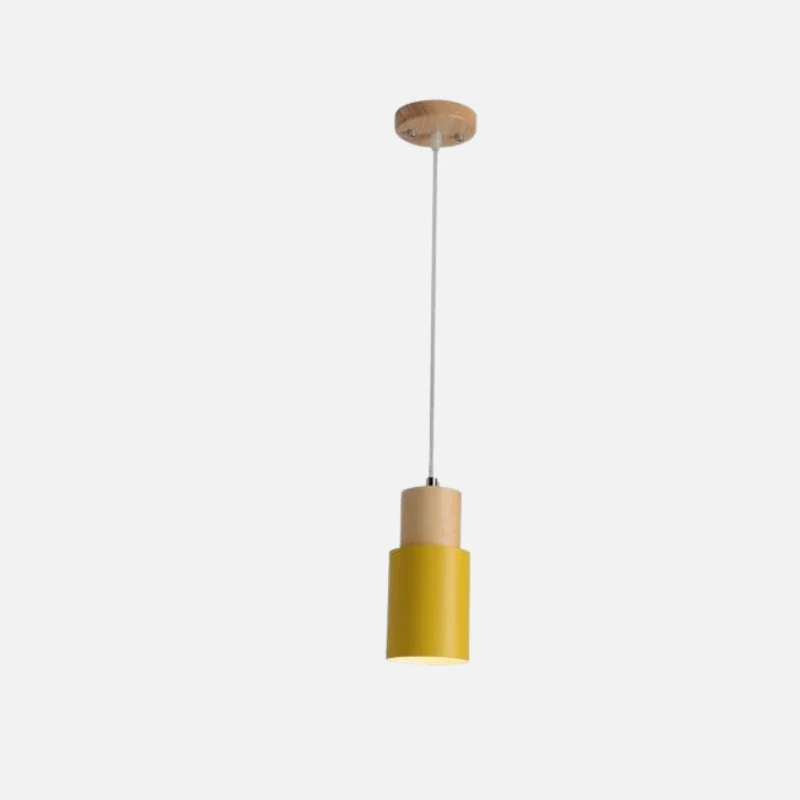 Hanglamp Cilinder IJzer Hout Geborsteld Nikkel E27 Scandinavisch Woonkamer Eetkamer | Sansoti