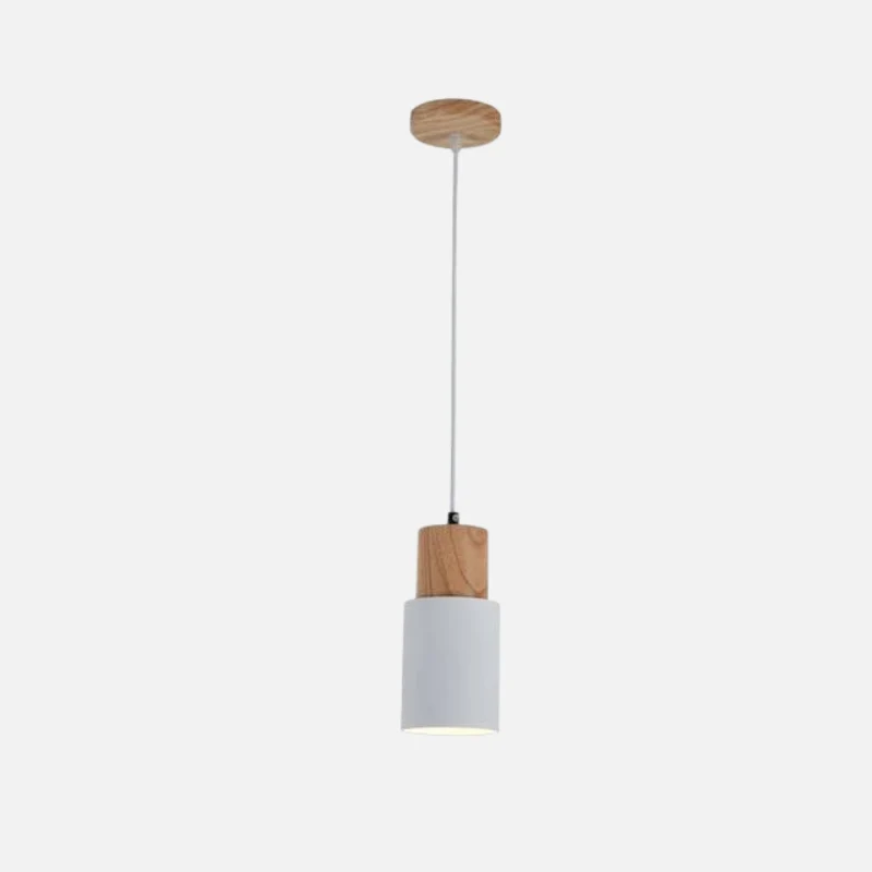 Hanglamp Cilinder IJzer Hout Geborsteld Nikkel E27 Scandinavisch Woonkamer Eetkamer | Sansoti