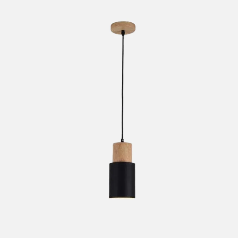 Hanglamp Cilinder IJzer Hout Geborsteld Nikkel E27 Scandinavisch Woonkamer Eetkamer | Sansoti