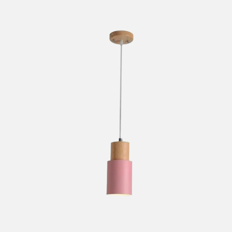 Hanglamp Cilinder IJzer Hout Geborsteld Nikkel E27 Scandinavisch Woonkamer Eetkamer | Sansoti