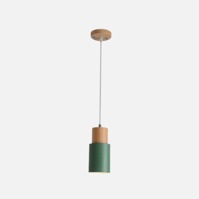 Hanglamp Cilinder IJzer Hout Geborsteld Nikkel E27 Scandinavisch Woonkamer Eetkamer | Sansoti