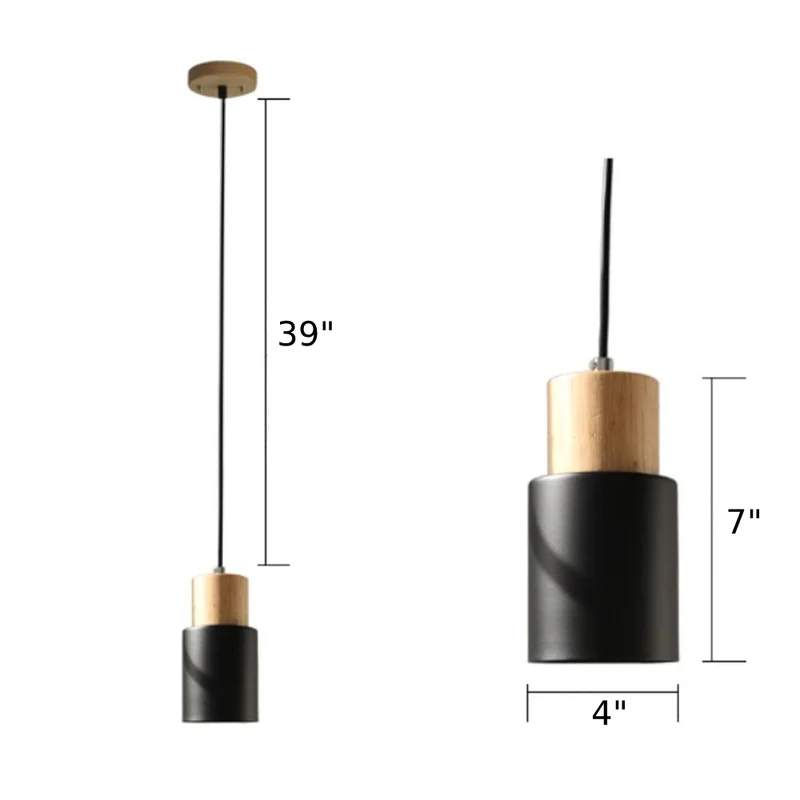 Hanglamp Cilinder IJzer Hout Geborsteld Nikkel E27 Scandinavisch Woonkamer Eetkamer | Sansoti