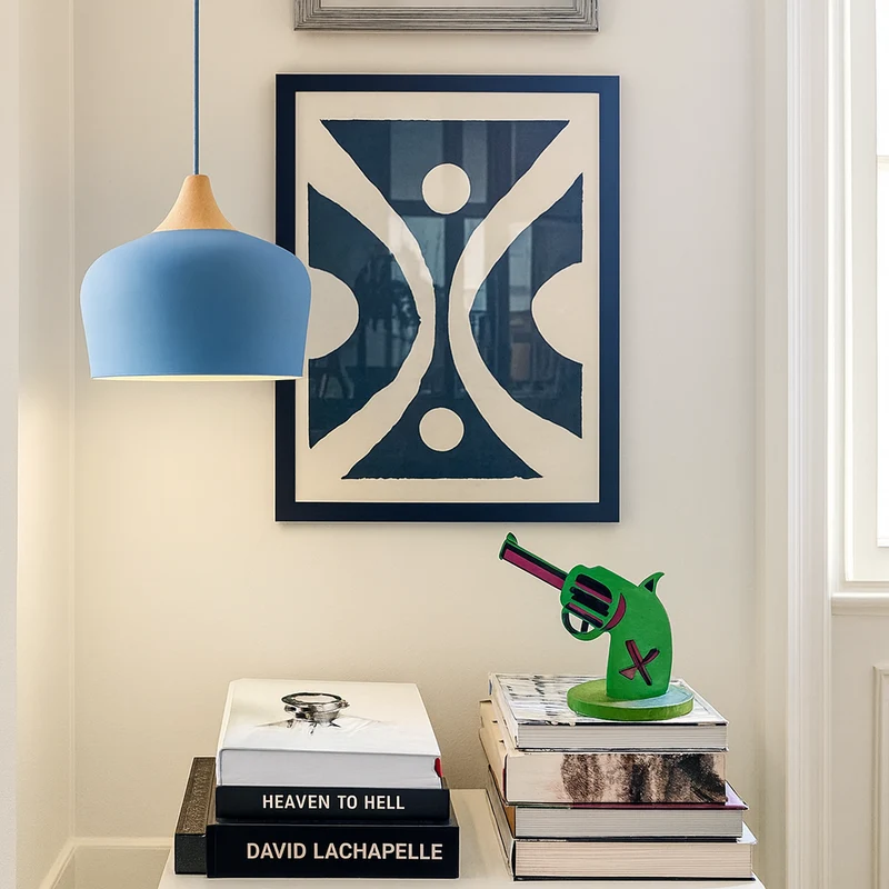 Hanglamp Pastel Aluminium Hout Retro Koepel Bol E27 Kinderkamer Woonkamer | Sansoti