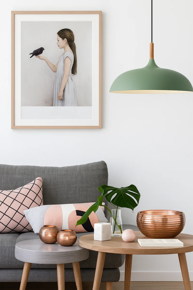 Hanglamp Pastel Aluminium Hout Retro Koepel Bol E27 Kinderkamer Woonkamer | Sansoti