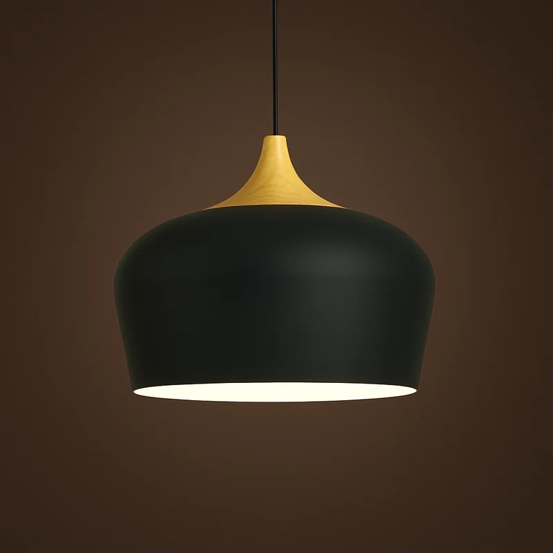 Hanglamp Pastel Aluminium Hout Retro Koepel Bol E27 Kinderkamer Woonkamer | Sansoti