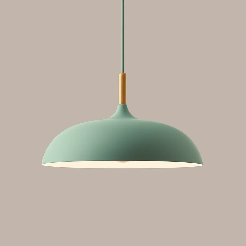 Hanglamp Pastel Aluminium Hout Retro Koepel Bol E27 Kinderkamer Woonkamer | Sansoti