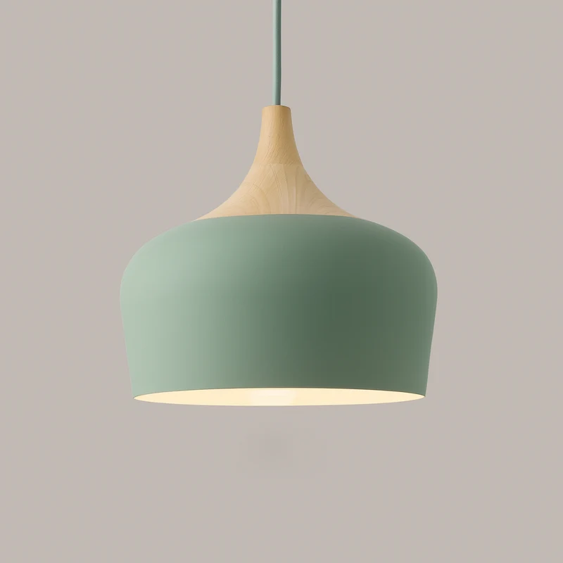 Hanglamp Pastel Aluminium Hout Retro Koepel Bol E27 Kinderkamer Woonkamer | Sansoti