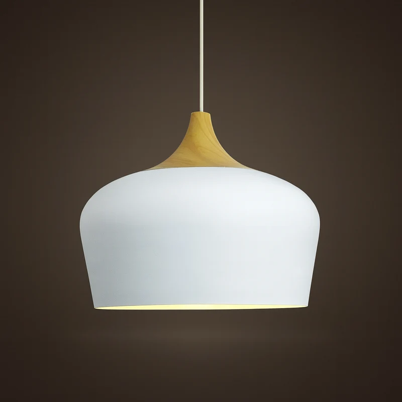 Hanglamp Pastel Aluminium Hout Retro Koepel Bol E27 Kinderkamer Woonkamer | Sansoti