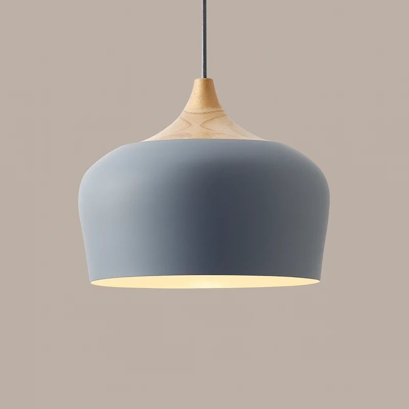 Hanglamp Pastel Aluminium Hout Retro Koepel Bol E27 Kinderkamer Woonkamer | Sansoti