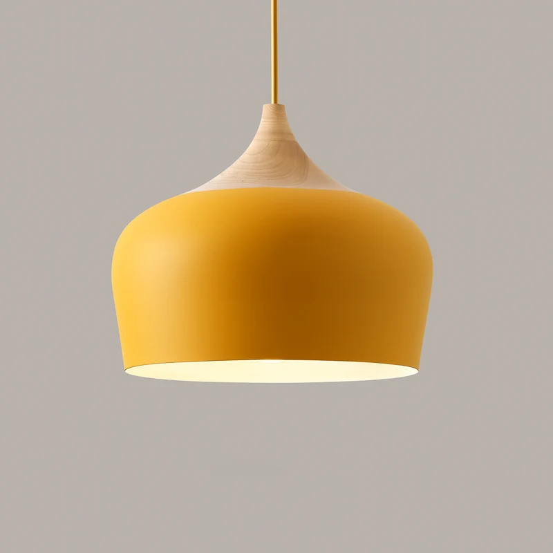 Hanglamp Pastel Aluminium Hout Retro Koepel Bol E27 Kinderkamer Woonkamer | Sansoti